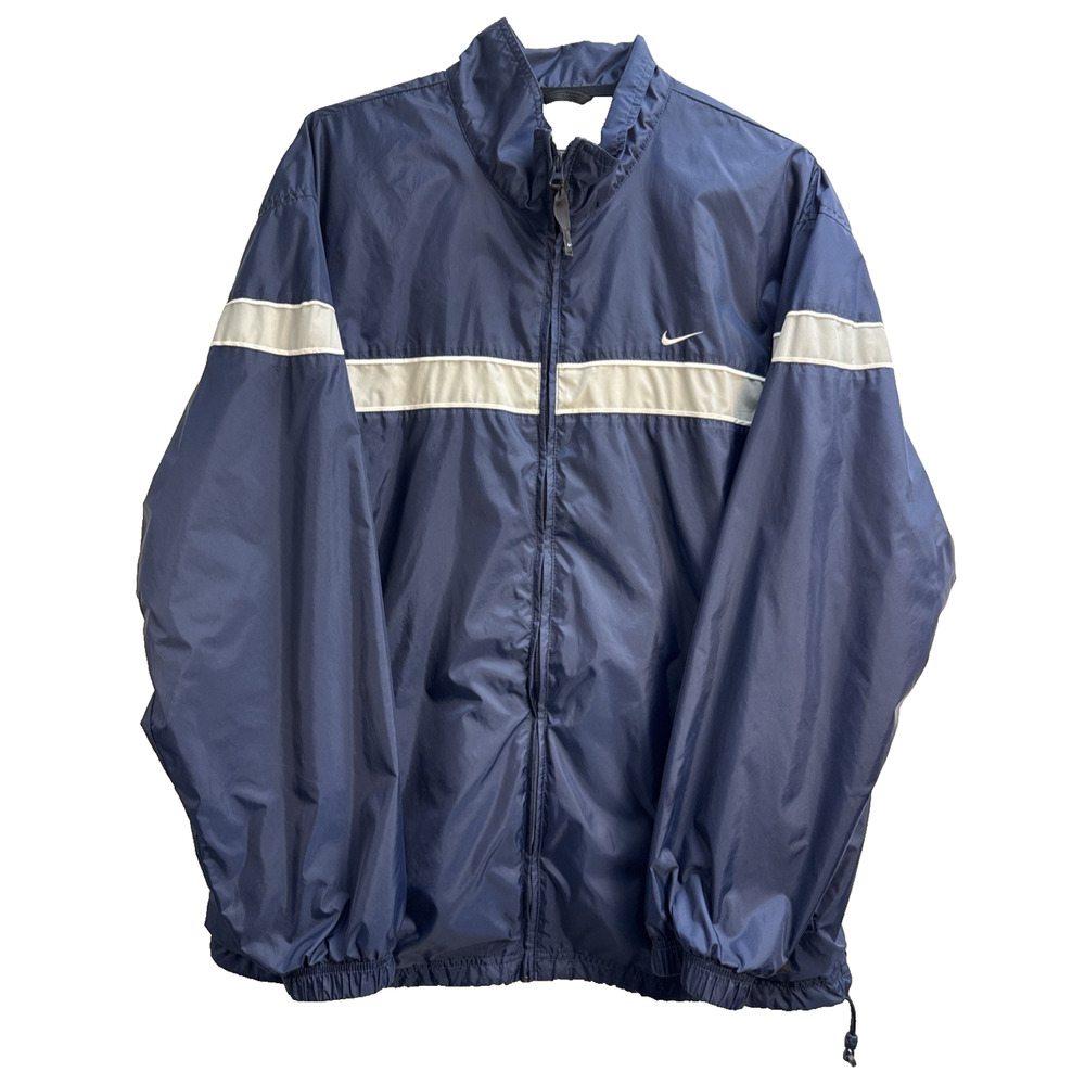 Nike Full Zip Windbreaker Full Zip Jacket Blue Grey Men’s Sz Lg Running EUC